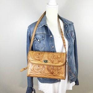 Handmade Vintage Mexican Floral  Tooled Leather